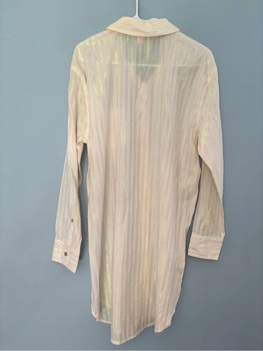 Victoria’s Secret Iridescent Shimmer Striped Nightshirt Sleepwear Size Large